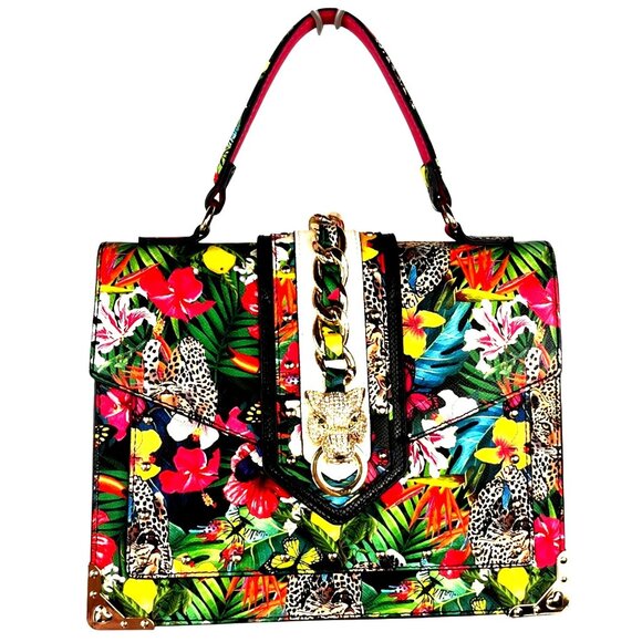 Aldo Mini Baro Tiger Cat Tropical Gold Chain Studded Handbag Purse Crossbody New - Picture 1 of 12